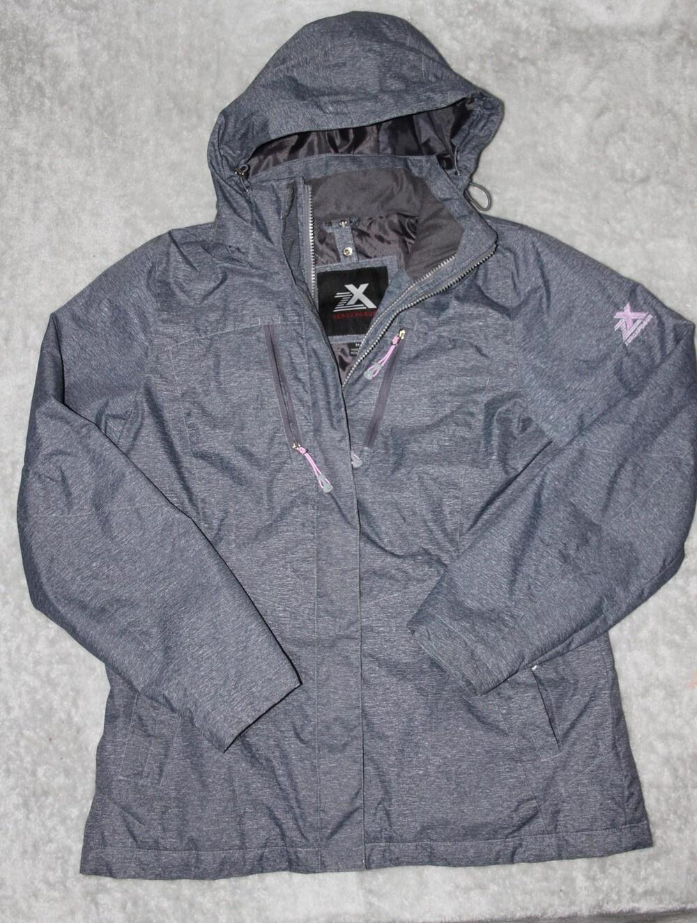 ZeroXposure Jacket Womens M Gray Parka Hooded Softshell Lined Insulated Full Zip